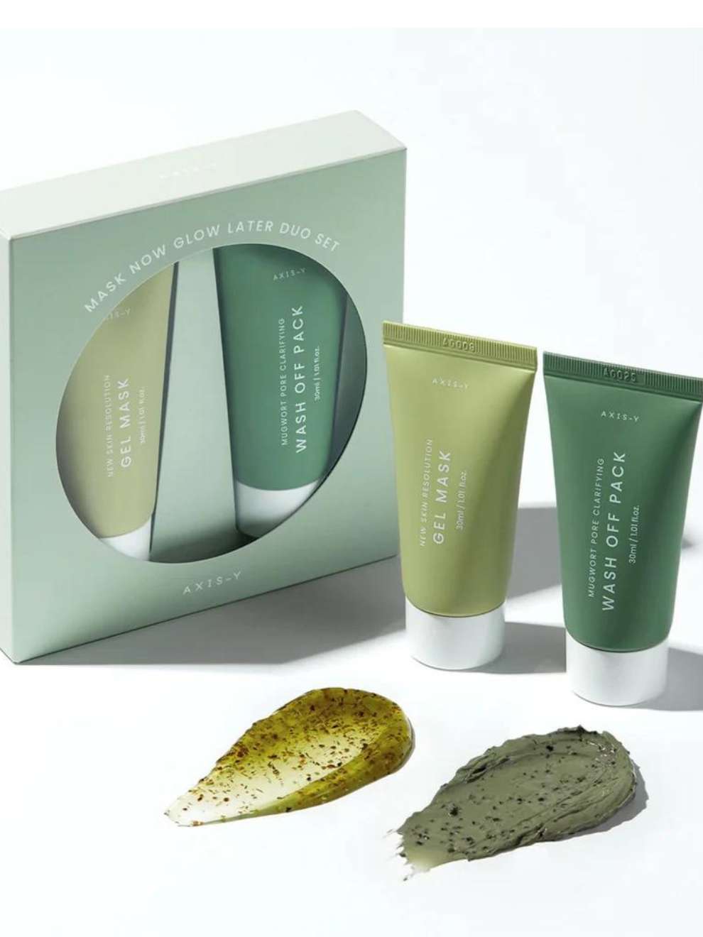 AXIS-Y Mask Now Glow Later (Mugwort Pore Clarifying Wash Off Pack 30ml & New Skin Resolution Gel Mask 30ml)