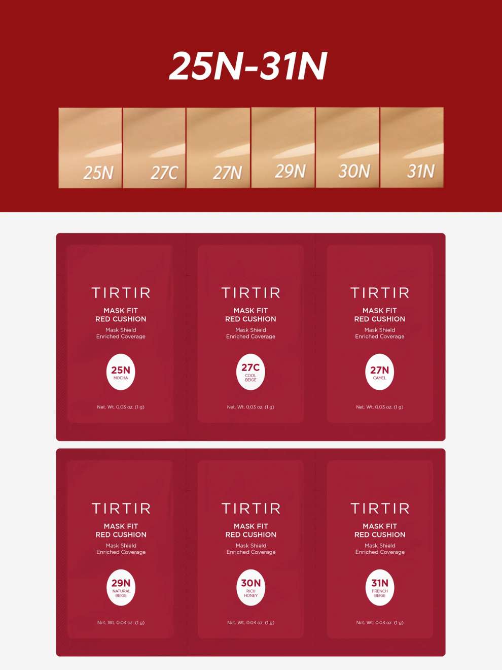 TIRTIR Mask Fit Red Cushion 6 Shade Trial Kit